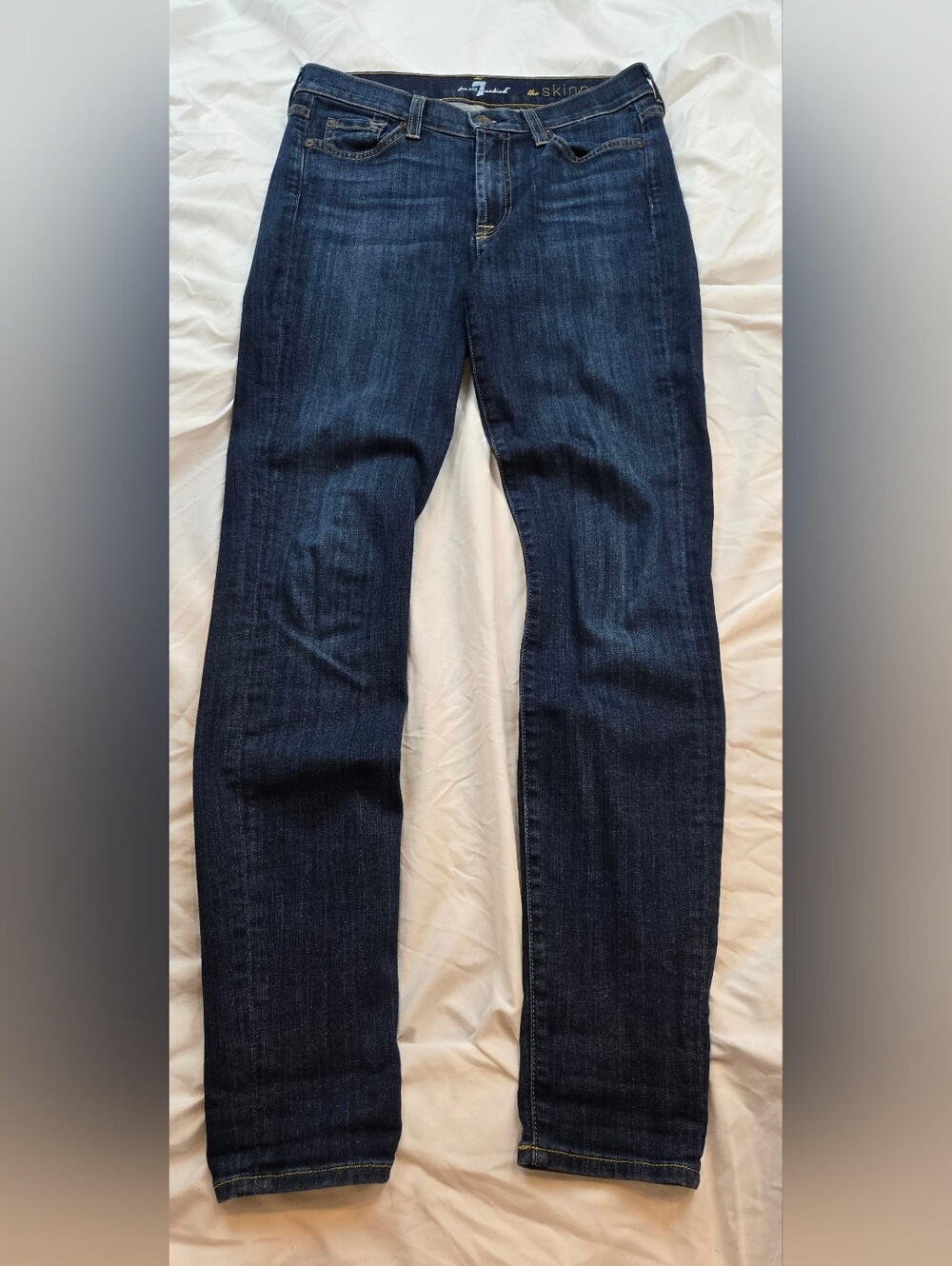 7 For All Mankind The Skinny Jeans Women's Size 6 28 Dark Wash Stretch USA Made